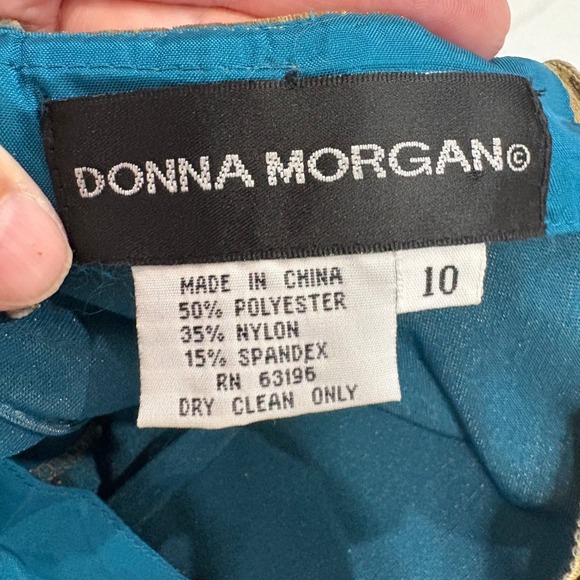 Vintage Y2K Donna Morgan Olive Green Velvet‎ Beaded Slip Dress - Picture 4 of 12